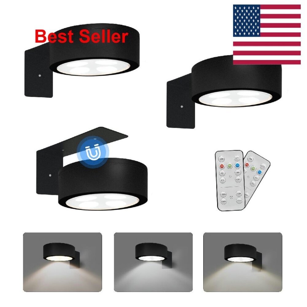 Wireless Magnetic Picture Lights 3-Pack Dimmable Timer Remote Modern Art Display